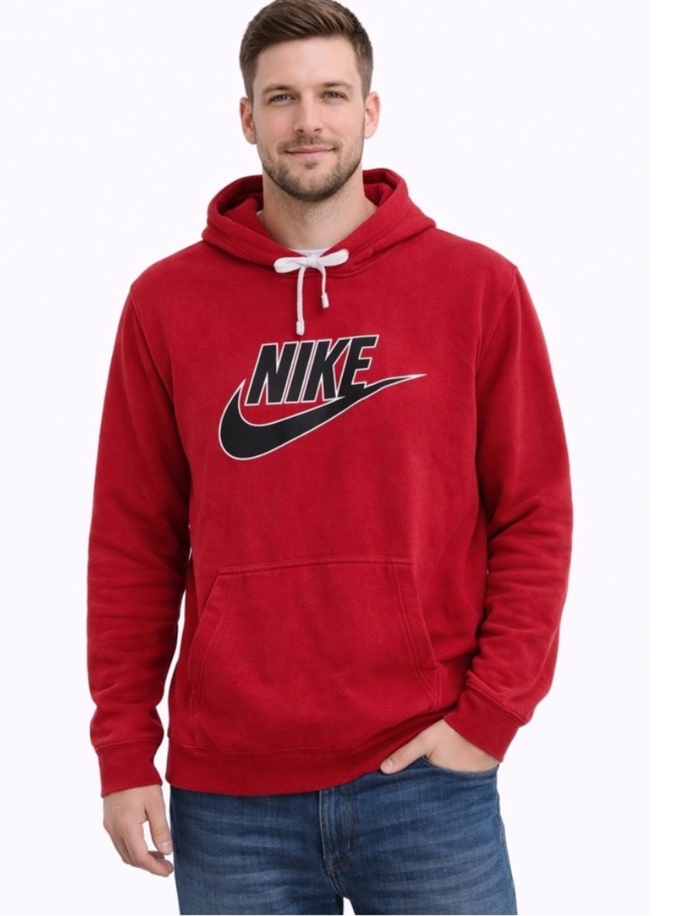Nike Red Pullover Hoodie with Black Swoosh